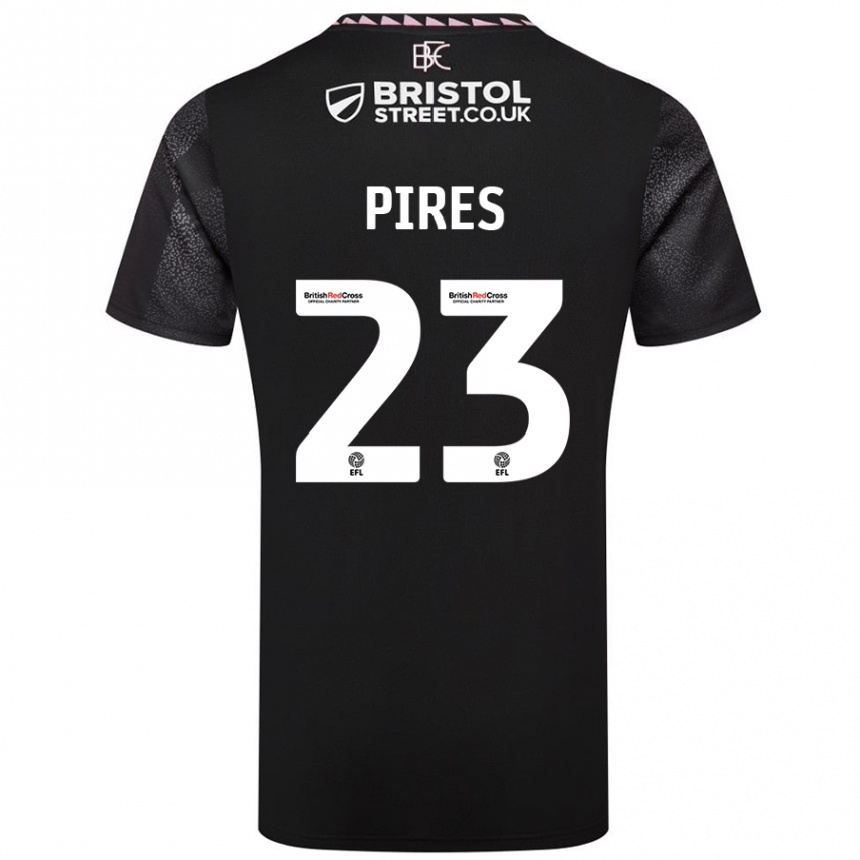 Kids Football Lucas Pires #23 Black Away Jersey 2024/25 T-Shirt Nz