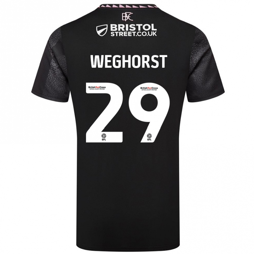 Kids Football Wout Weghorst #29 Black Away Jersey 2024/25 T-Shirt Nz