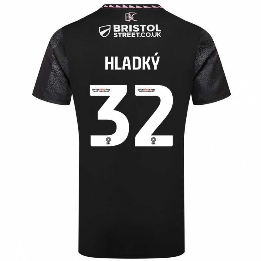 Kids Football Vaclav Hladky #32 Black Away Jersey 2024/25 T-Shirt Nz