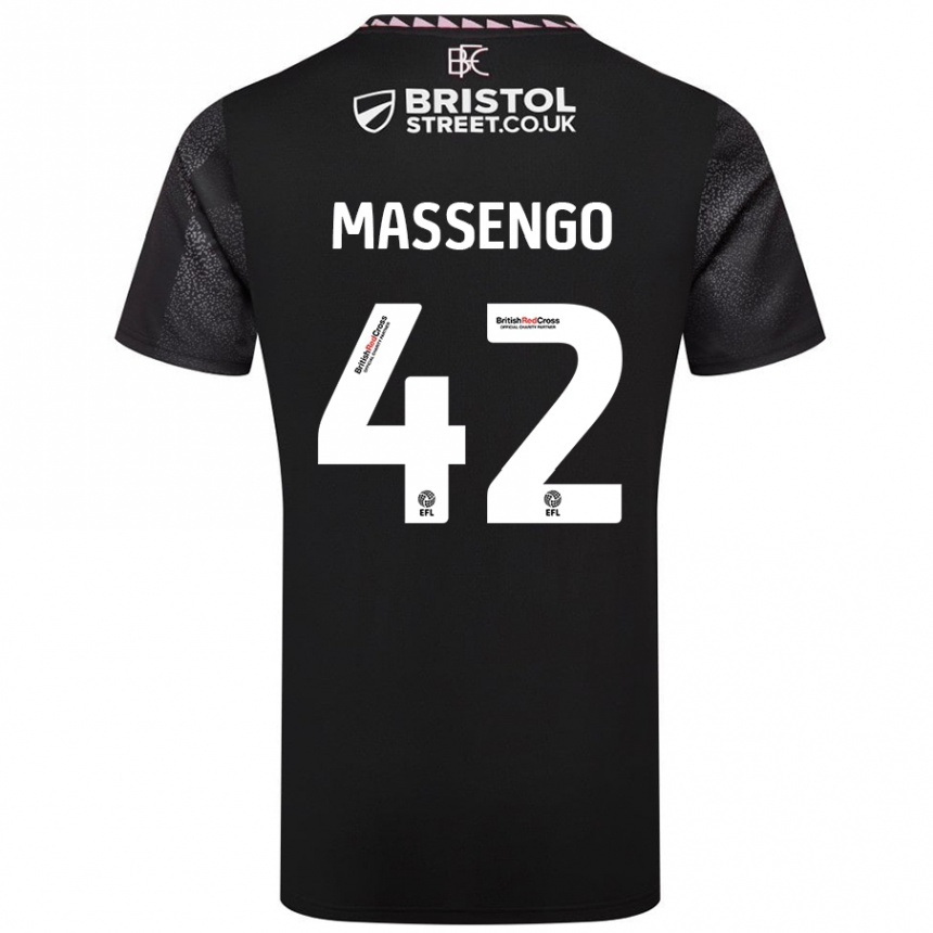 Kids Football Han-Noah Massengo #42 Black Away Jersey 2024/25 T-Shirt Nz