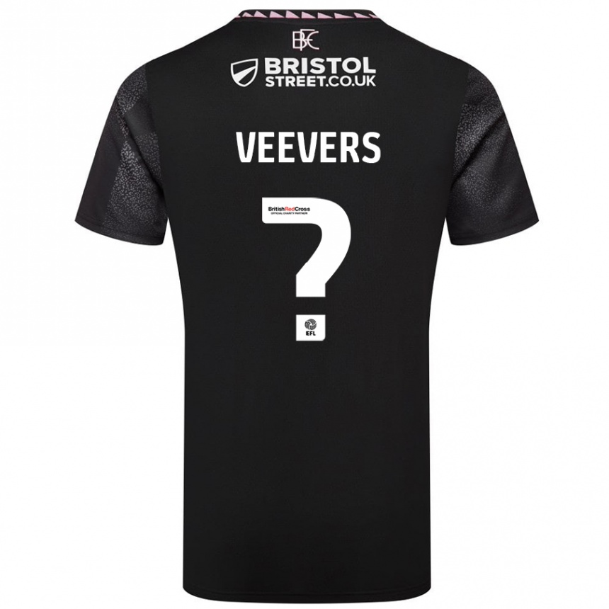 Kids Football Charlie Veevers #0 Black Away Jersey 2024/25 T-Shirt Nz