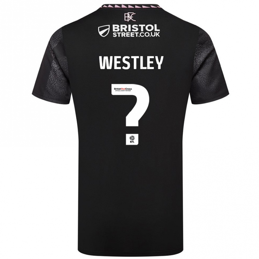 Kids Football Joe Westley #0 Black Away Jersey 2024/25 T-Shirt Nz