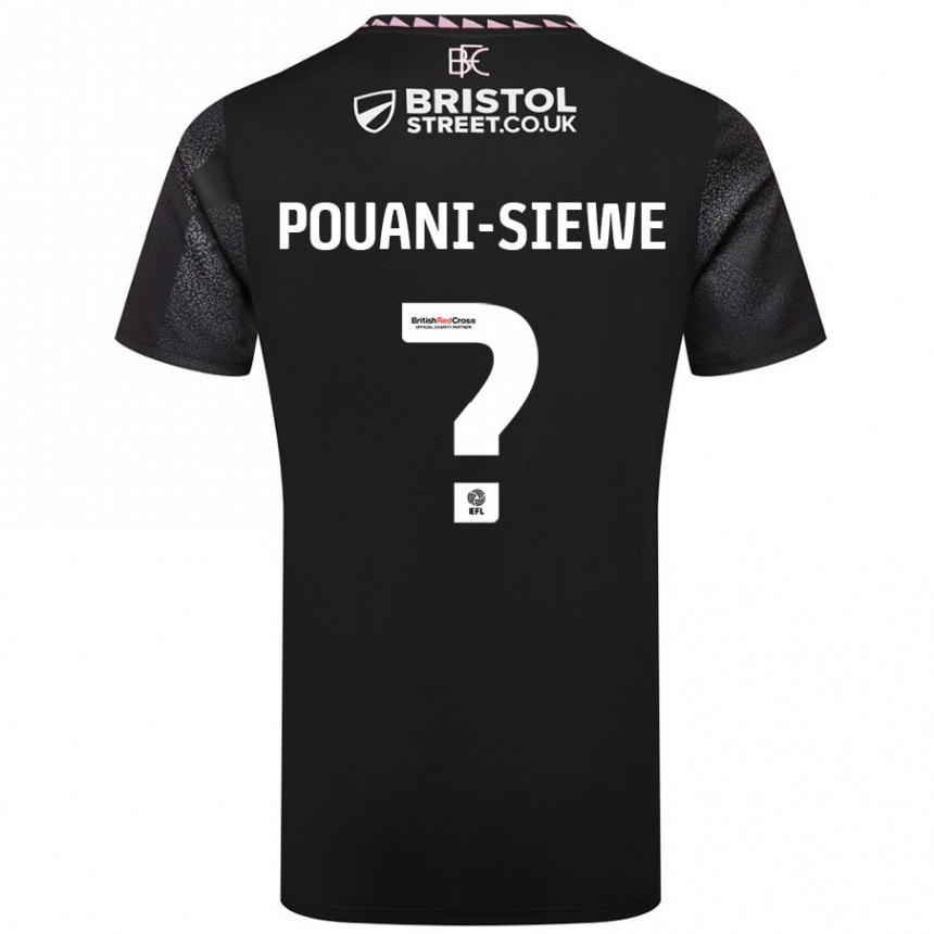 Kids Football Brandon Pouani-Siewe #0 Black Away Jersey 2024/25 T-Shirt Nz