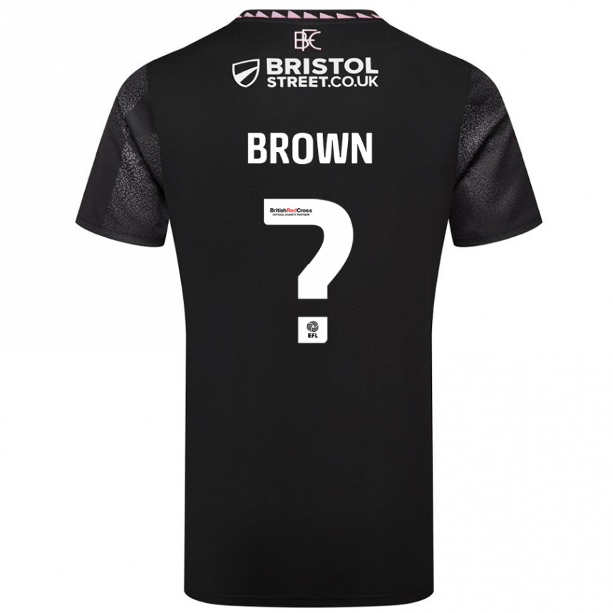 Kids Football Kian Brown #0 Black Away Jersey 2024/25 T-Shirt Nz