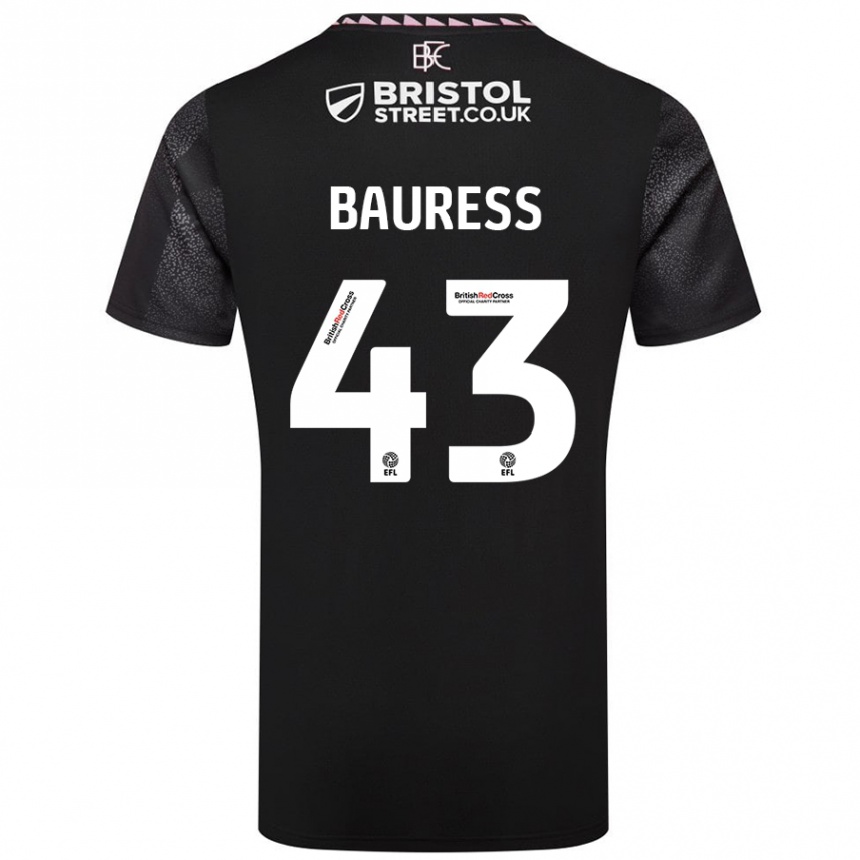 Kids Football Joe Bauress #43 Black Away Jersey 2024/25 T-Shirt Nz