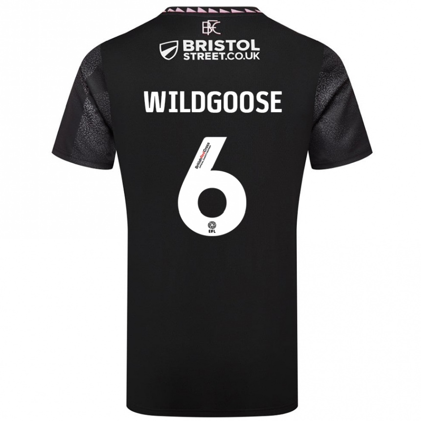 Kids Football Mikayla Wildgoose #6 Black Away Jersey 2024/25 T-Shirt Nz