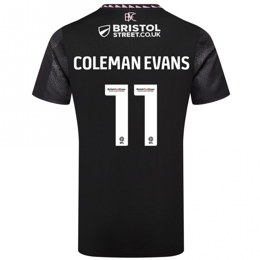 Kids Football Amaya Coleman-Evans #11 Black Away Jersey 2024/25 T-Shirt Nz