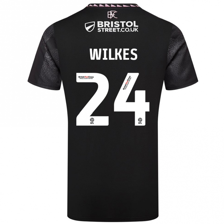 Kids Football Tilly Wilkes #24 Black Away Jersey 2024/25 T-Shirt Nz