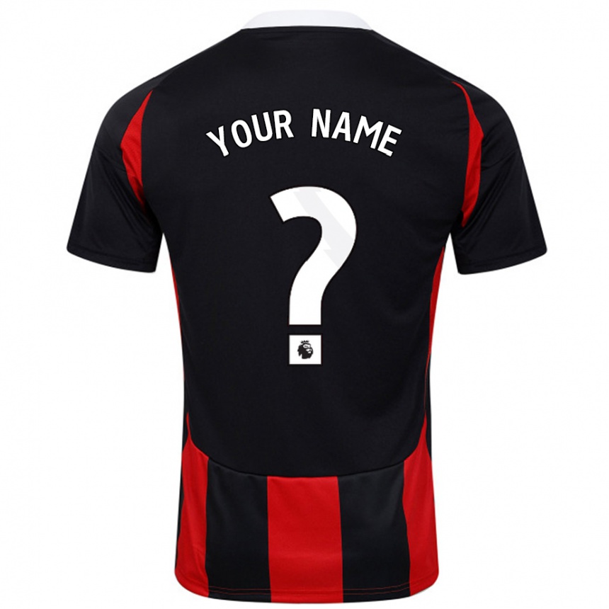 Kids Football Your Name #0 Black Red Away Jersey 2024/25 T-Shirt Nz