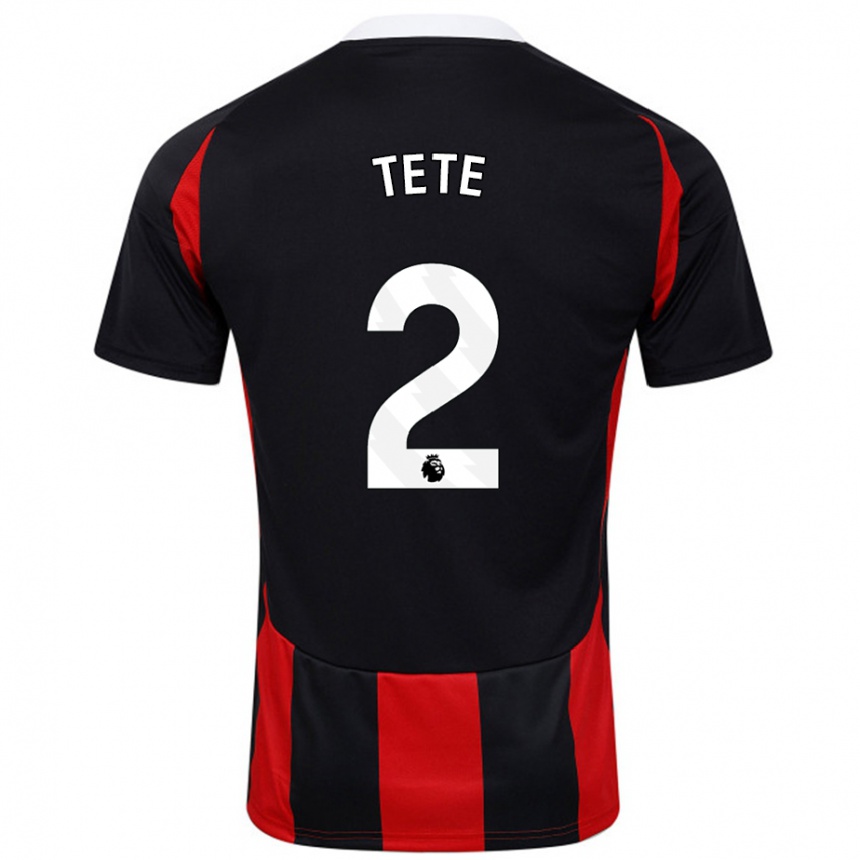 Kids Football Kenny Tete #2 Black Red Away Jersey 2024/25 T-Shirt Nz