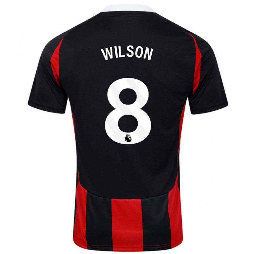 Kids Football Harry Wilson #8 Black Red Away Jersey 2024/25 T-Shirt Nz