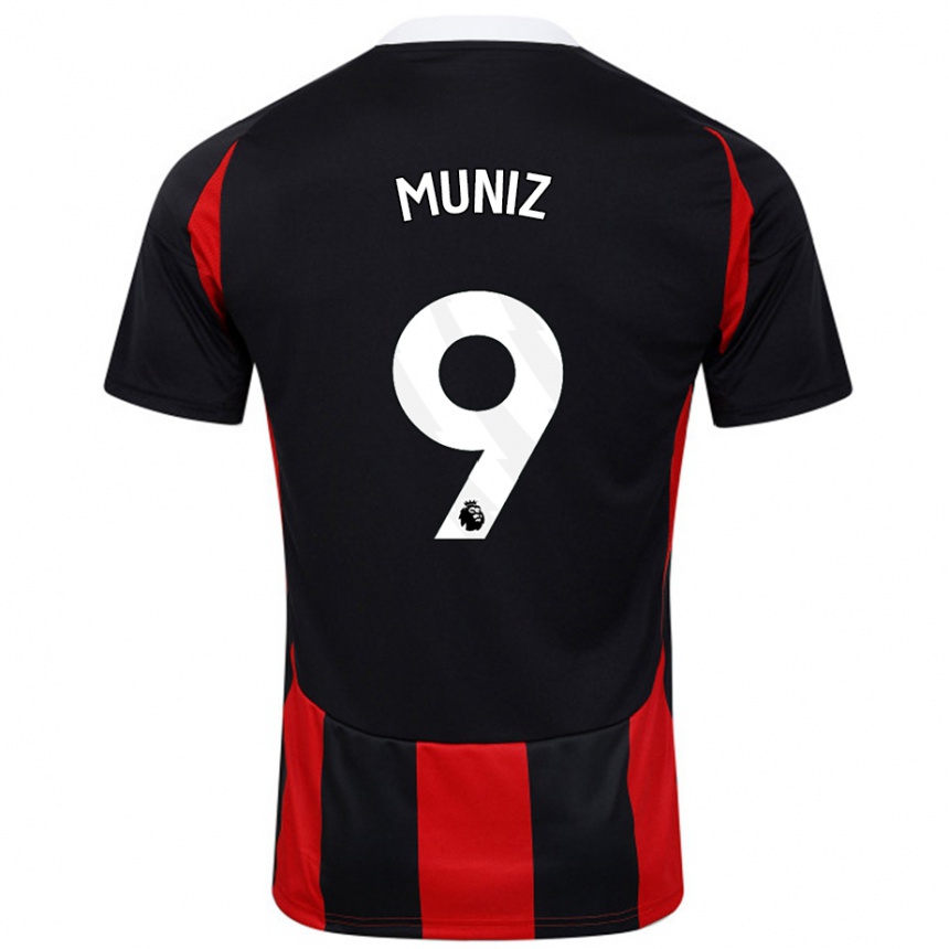 Kids Football Rodrigo Muniz #9 Black Red Away Jersey 2024/25 T-Shirt Nz