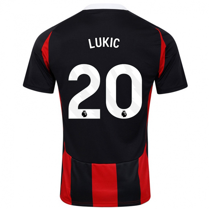 Kids Football Saša Lukić #20 Black Red Away Jersey 2024/25 T-Shirt Nz