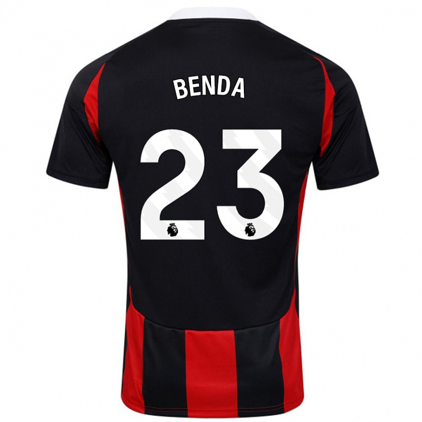 Kids Football Steven Benda #23 Black Red Away Jersey 2024/25 T-Shirt Nz