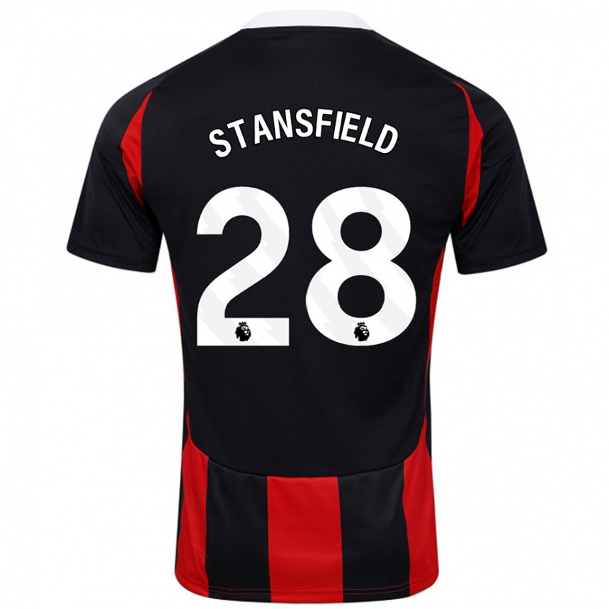 Kids Football Jay Stansfield #28 Black Red Away Jersey 2024/25 T-Shirt Nz