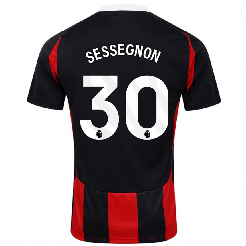 Kids Football Ryan Sessegnon #30 Black Red Away Jersey 2024/25 T-Shirt Nz