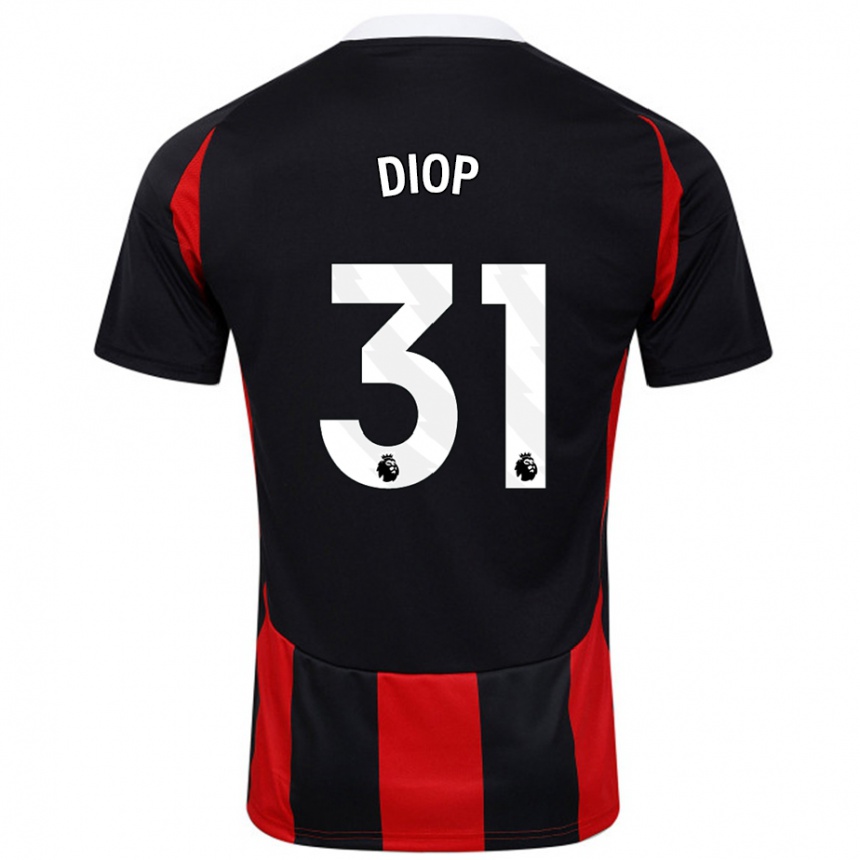 Kids Football Issa Diop #31 Black Red Away Jersey 2024/25 T-Shirt Nz