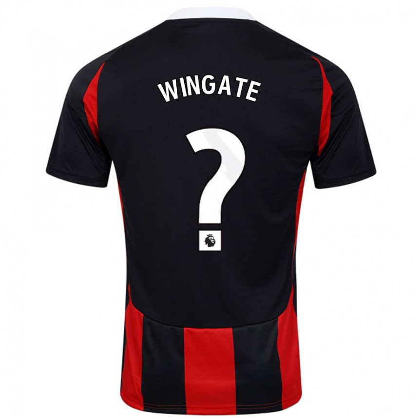 Kids Football Tom Wingate #0 Black Red Away Jersey 2024/25 T-Shirt Nz