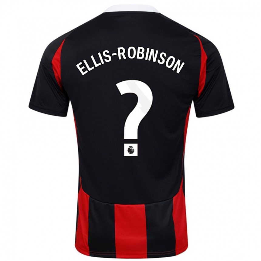 Kids Football Eddie Ellis-Robinson #0 Black Red Away Jersey 2024/25 T-Shirt Nz