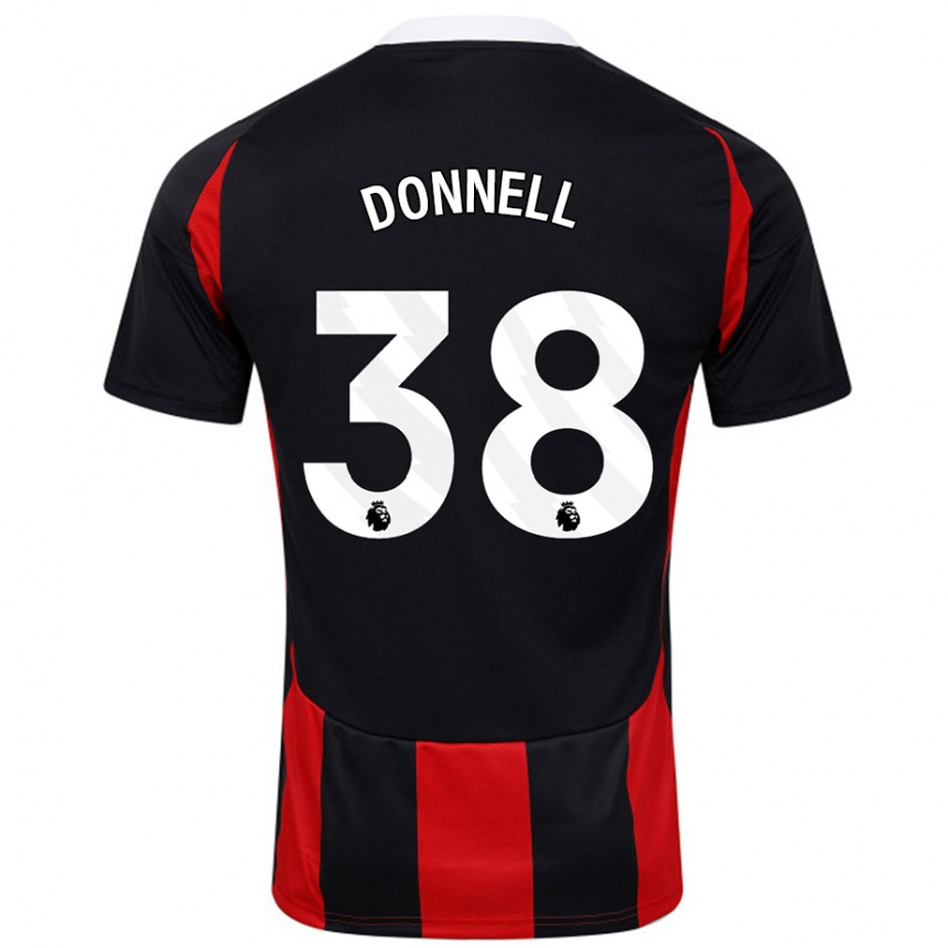 Kids Football Chris Donnell #38 Black Red Away Jersey 2024/25 T-Shirt Nz