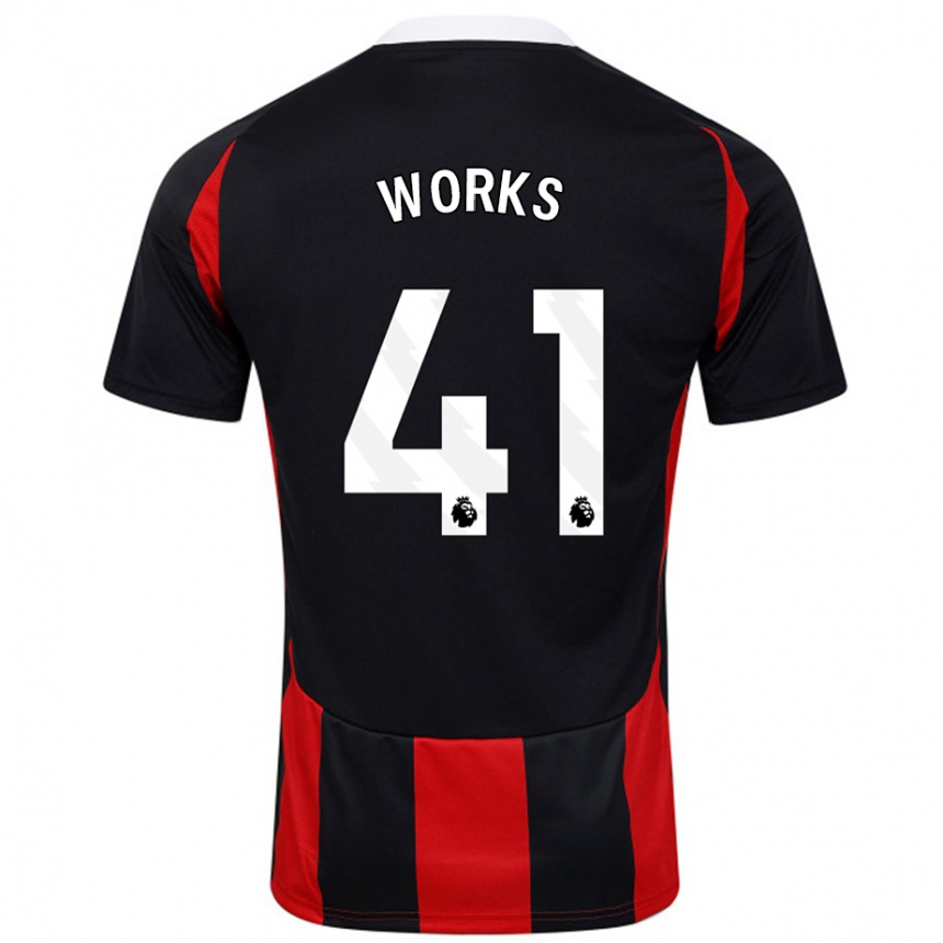 Kids Football Terrell Works #41 Black Red Away Jersey 2024/25 T-Shirt Nz