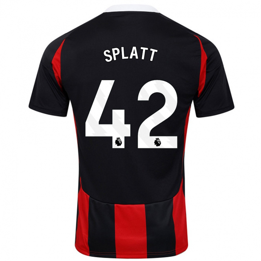 Kids Football Delano Splatt #42 Black Red Away Jersey 2024/25 T-Shirt Nz