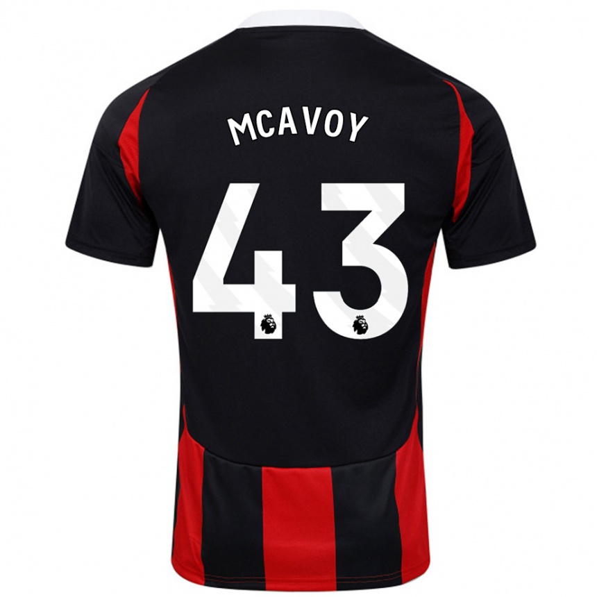 Kids Football Connor Mcavoy #43 Black Red Away Jersey 2024/25 T-Shirt Nz