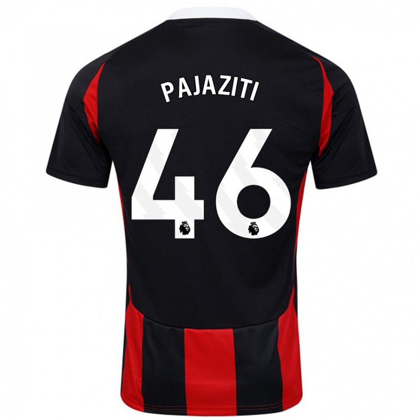 Kids Football Adrion Pajaziti #46 Black Red Away Jersey 2024/25 T-Shirt Nz