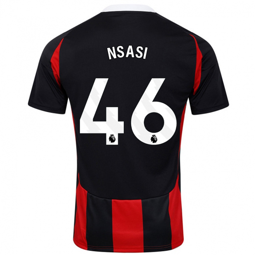 Kids Football Eddie Nsasi #46 Black Red Away Jersey 2024/25 T-Shirt Nz