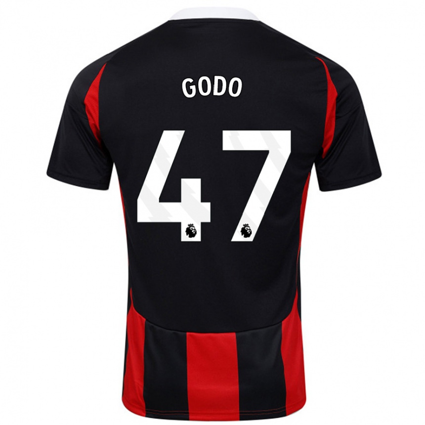 Kids Football Martial Godo #47 Black Red Away Jersey 2024/25 T-Shirt Nz