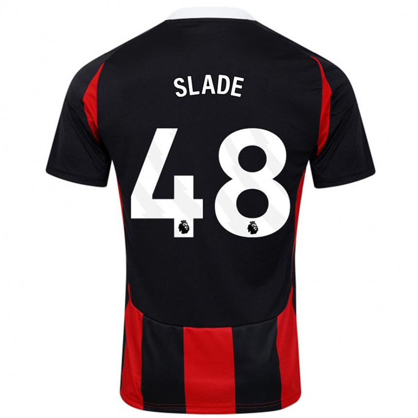 Kids Football Bradley Slade #48 Black Red Away Jersey 2024/25 T-Shirt Nz