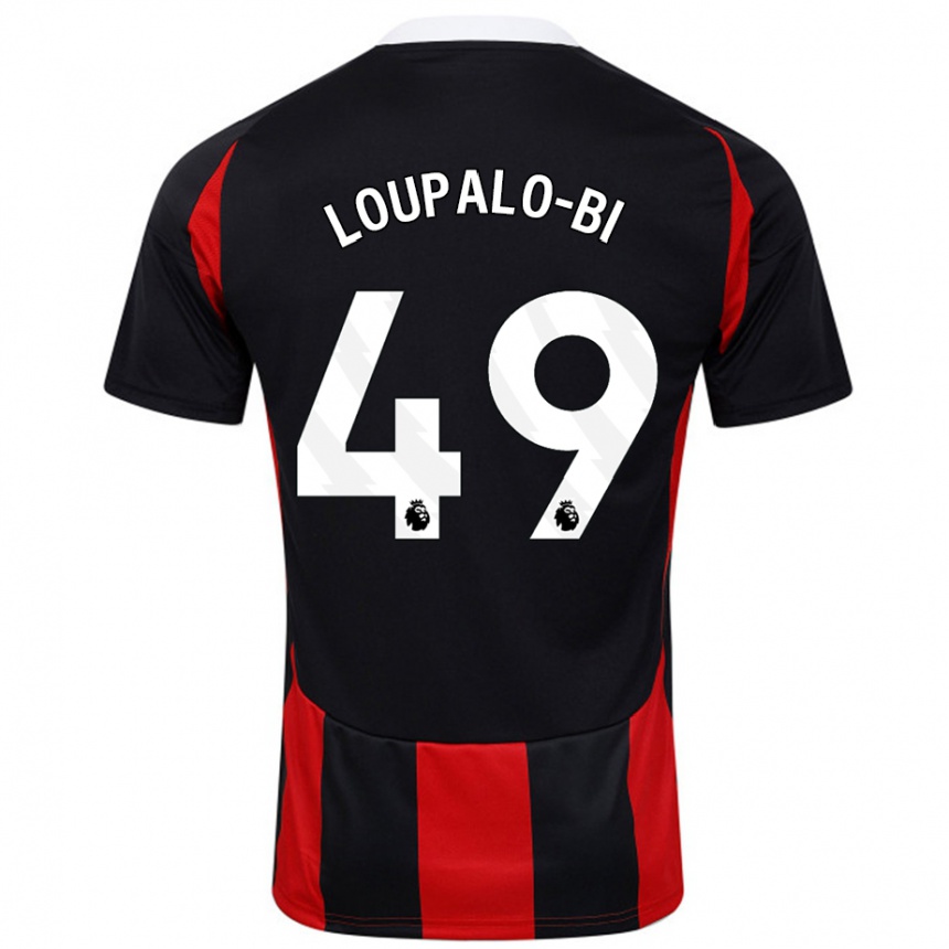 Kids Football Aaron Loupalo-Bi #49 Black Red Away Jersey 2024/25 T-Shirt Nz