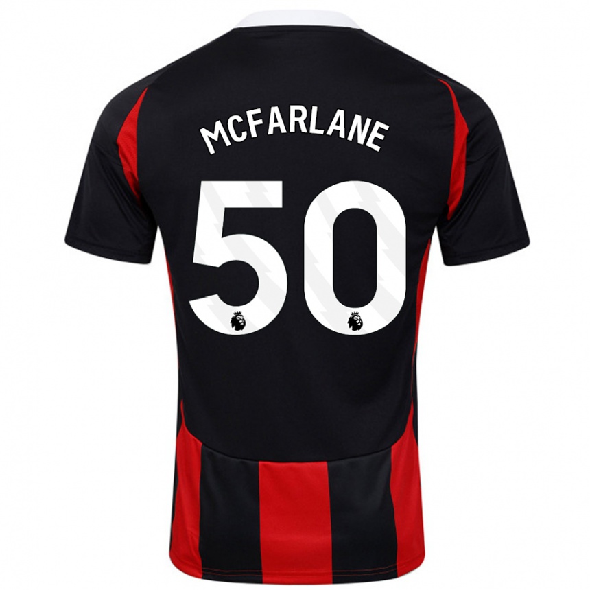 Kids Football Callum Mcfarlane #50 Black Red Away Jersey 2024/25 T-Shirt Nz