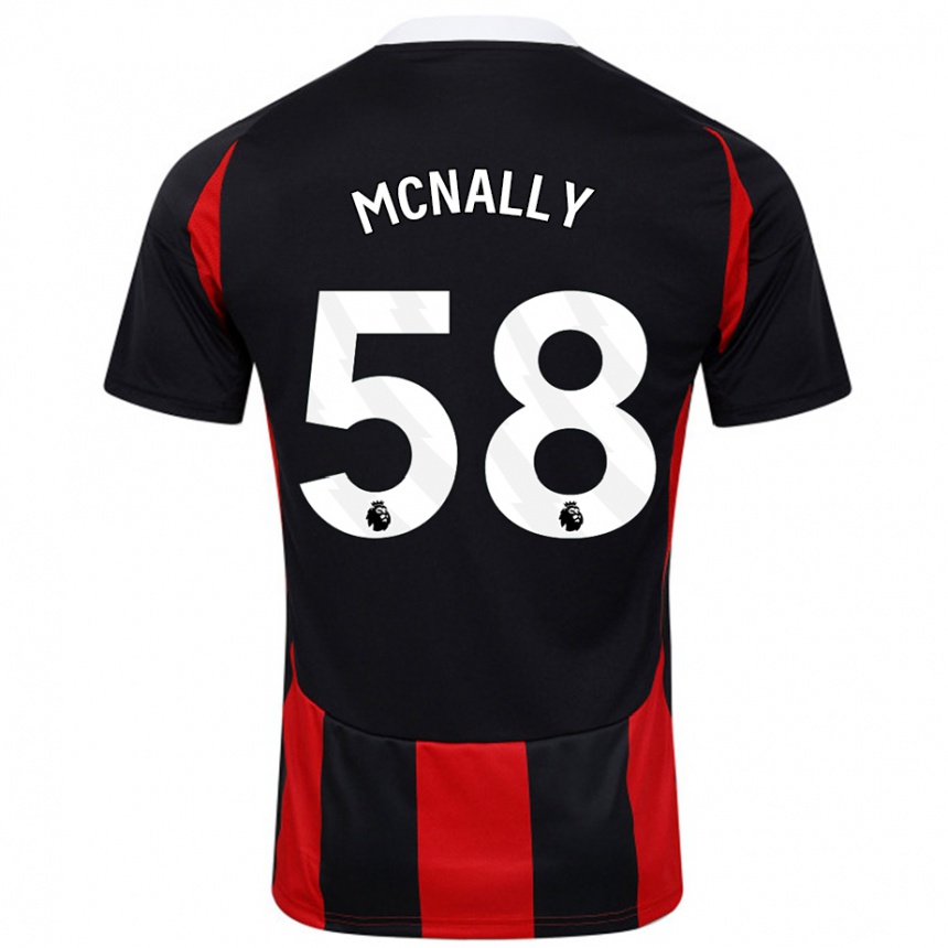 Kids Football Alfie Mcnally #58 Black Red Away Jersey 2024/25 T-Shirt Nz