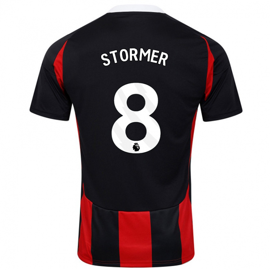 Kids Football Becky Stormer #8 Black Red Away Jersey 2024/25 T-Shirt Nz