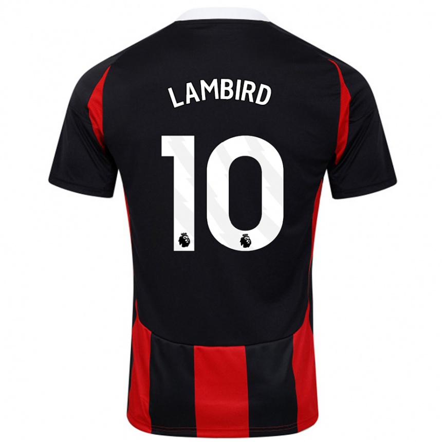 Kids Football Lilly Lambird #10 Black Red Away Jersey 2024/25 T-Shirt Nz