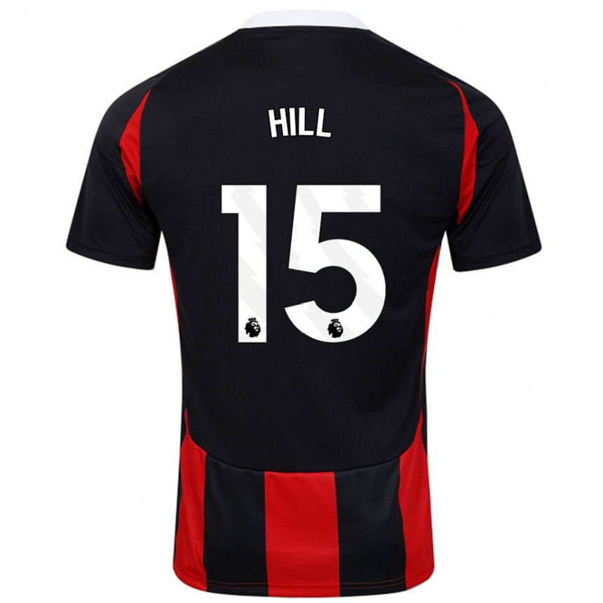 Kids Football Anisha Hill #15 Black Red Away Jersey 2024/25 T-Shirt Nz