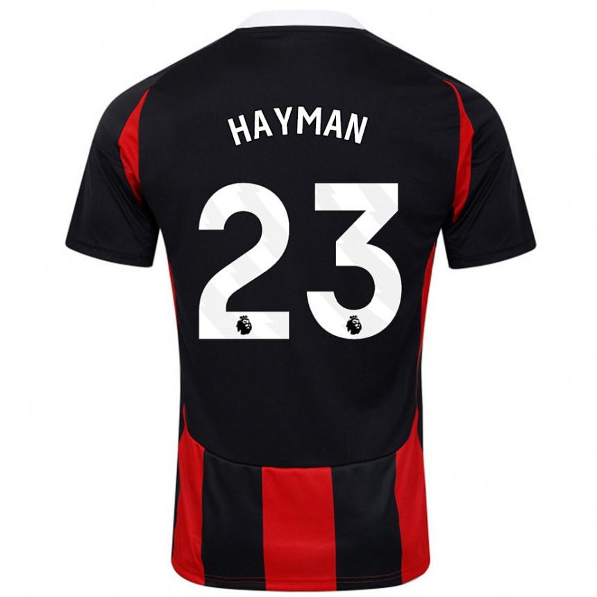 Kids Football Alex Hayman #23 Black Red Away Jersey 2024/25 T-Shirt Nz