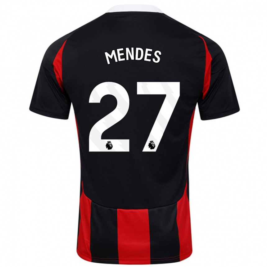 Kids Football Megalie Mendes #27 Black Red Away Jersey 2024/25 T-Shirt Nz