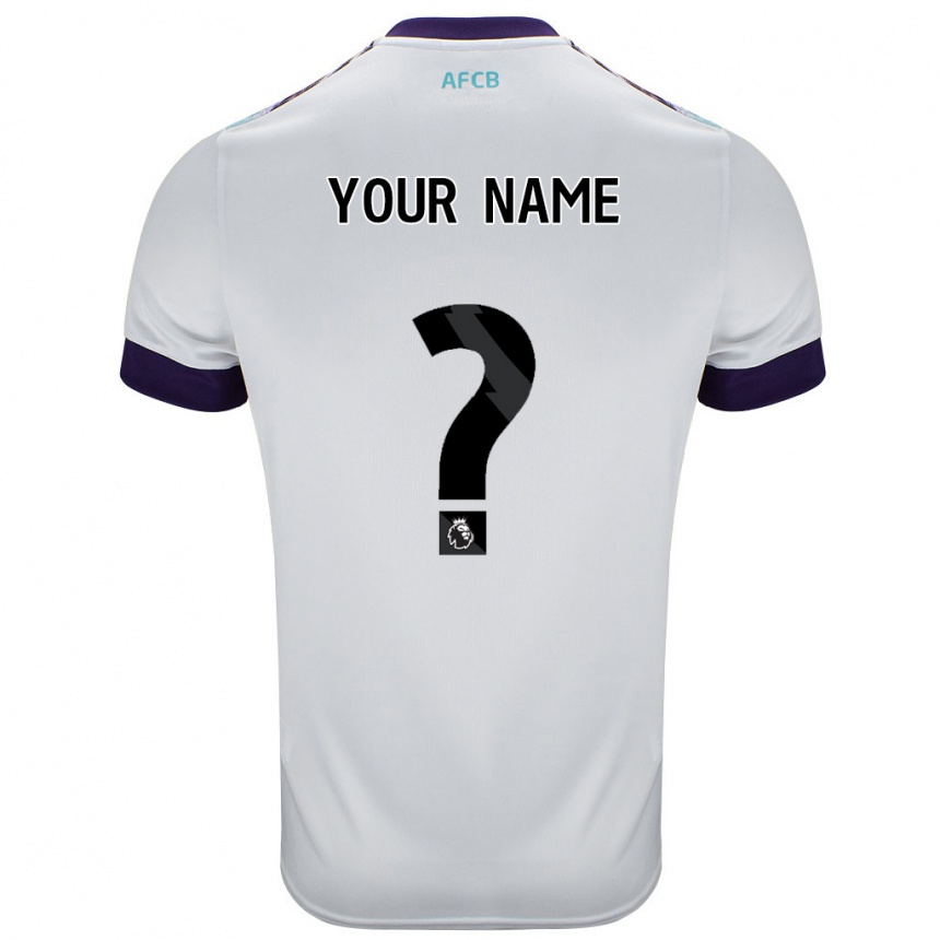 Kids Football Your Name #0 White Green Purple Away Jersey 2024/25 T-Shirt Nz