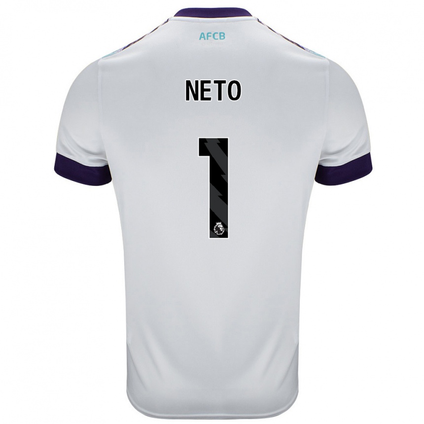 Kids Football Neto #1 White Green Purple Away Jersey 2024/25 T-Shirt Nz