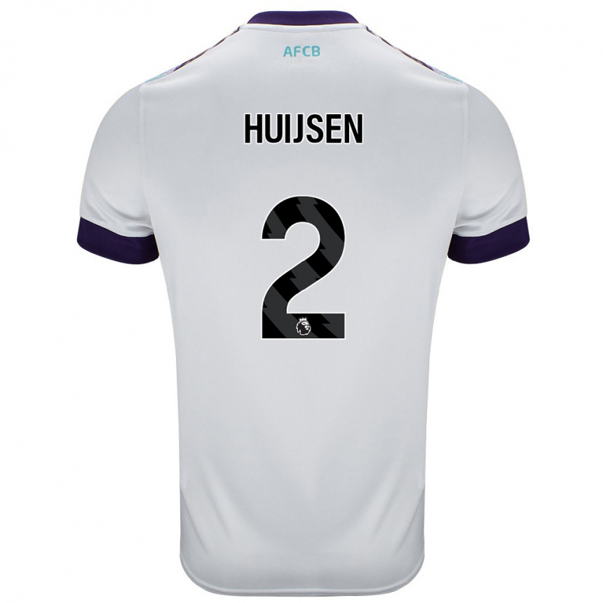 Kids Football Dean Huijsen #2 White Green Purple Away Jersey 2024/25 T-Shirt Nz