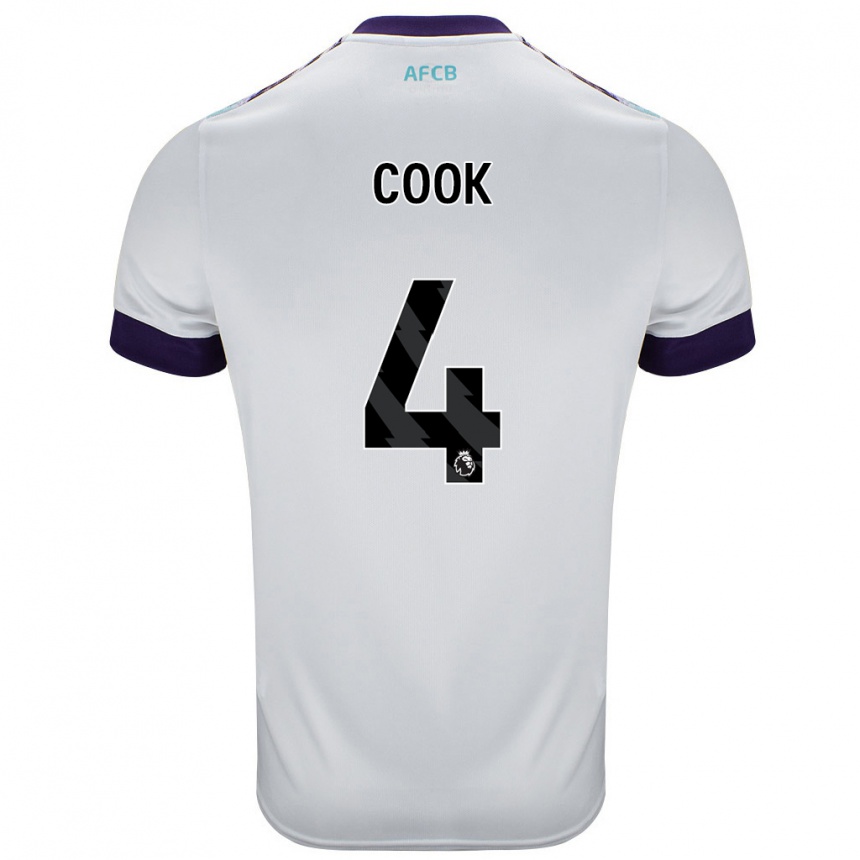 Kids Football Lewis Cook #4 White Green Purple Away Jersey 2024/25 T-Shirt Nz