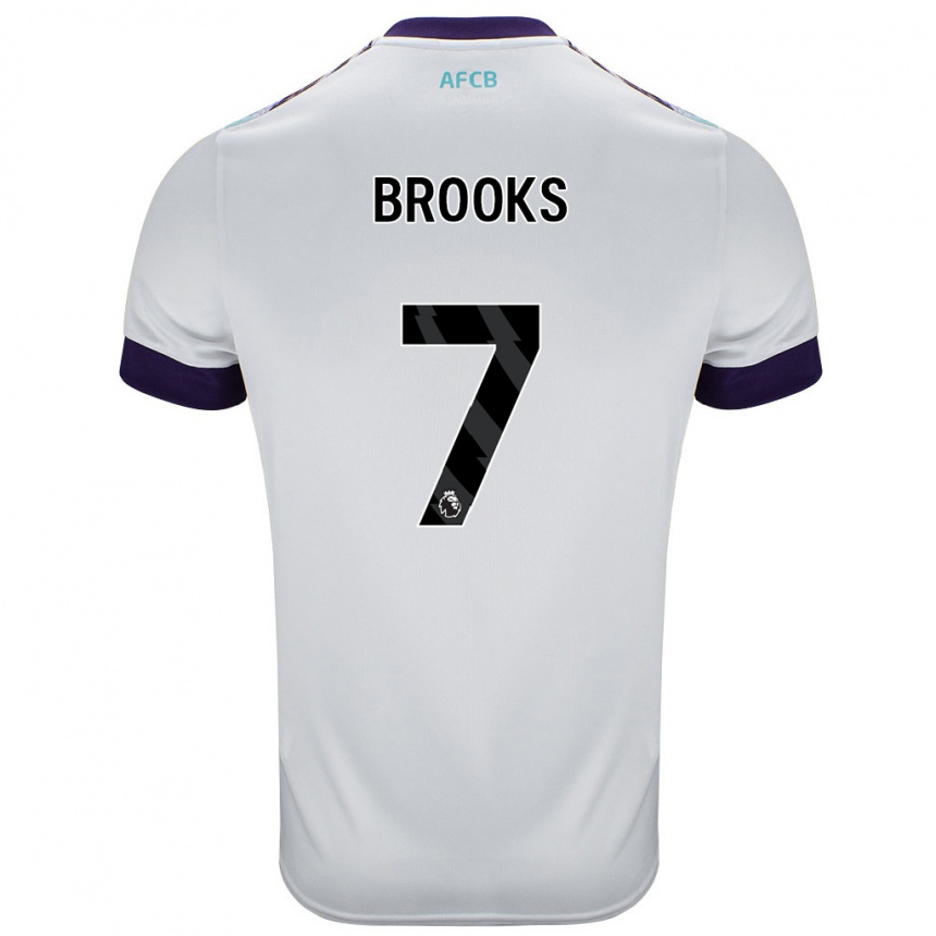 Kids Football David Brooks #7 White Green Purple Away Jersey 2024/25 T-Shirt Nz