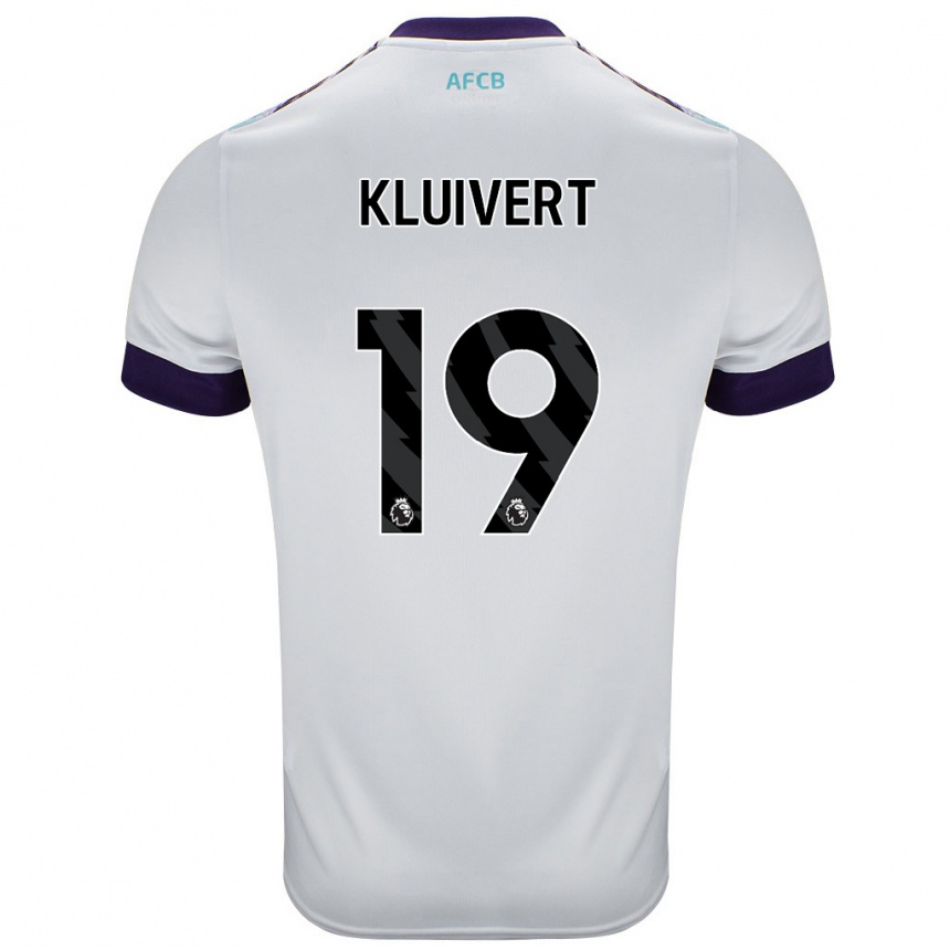 Kids Football Justin Kluivert #19 White Green Purple Away Jersey 2024/25 T-Shirt Nz