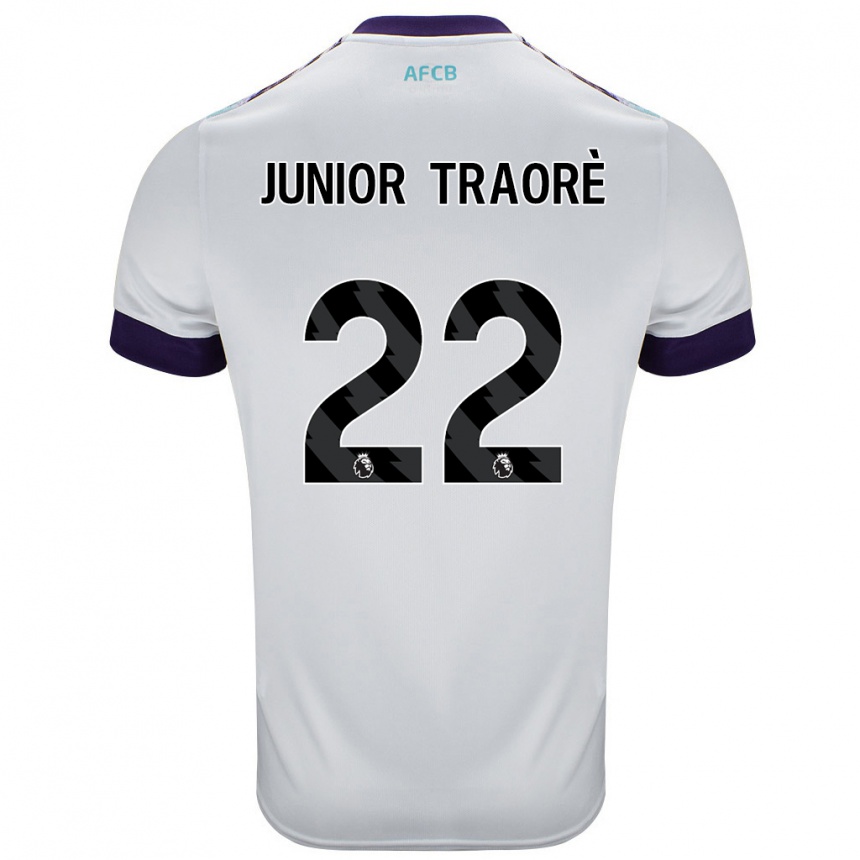 Kids Football Hamed Junior Traorè #22 White Green Purple Away Jersey 2024/25 T-Shirt Nz