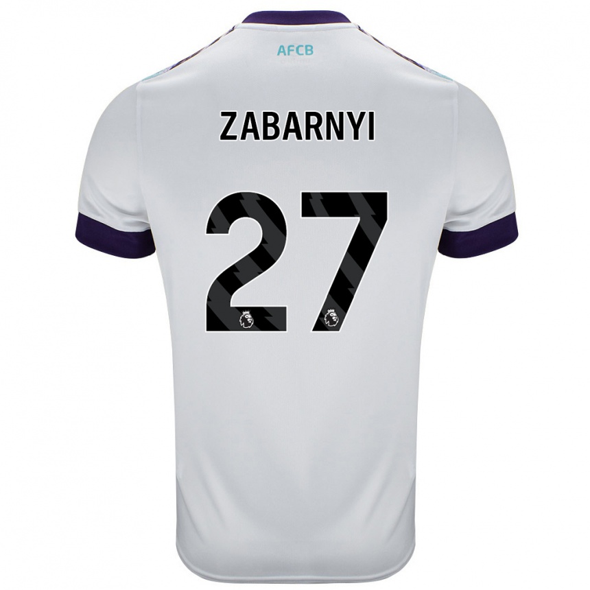 Kids Football Ilya Zabarnyi #27 White Green Purple Away Jersey 2024/25 T-Shirt Nz