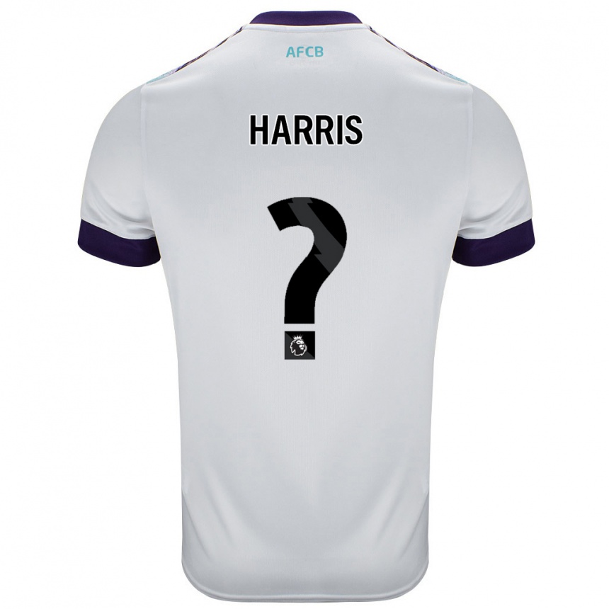 Kids Football Archie Harris #0 White Green Purple Away Jersey 2024/25 T-Shirt Nz