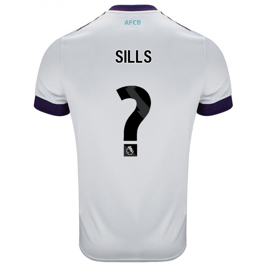 Kids Football Ethan Sills #0 White Green Purple Away Jersey 2024/25 T-Shirt Nz