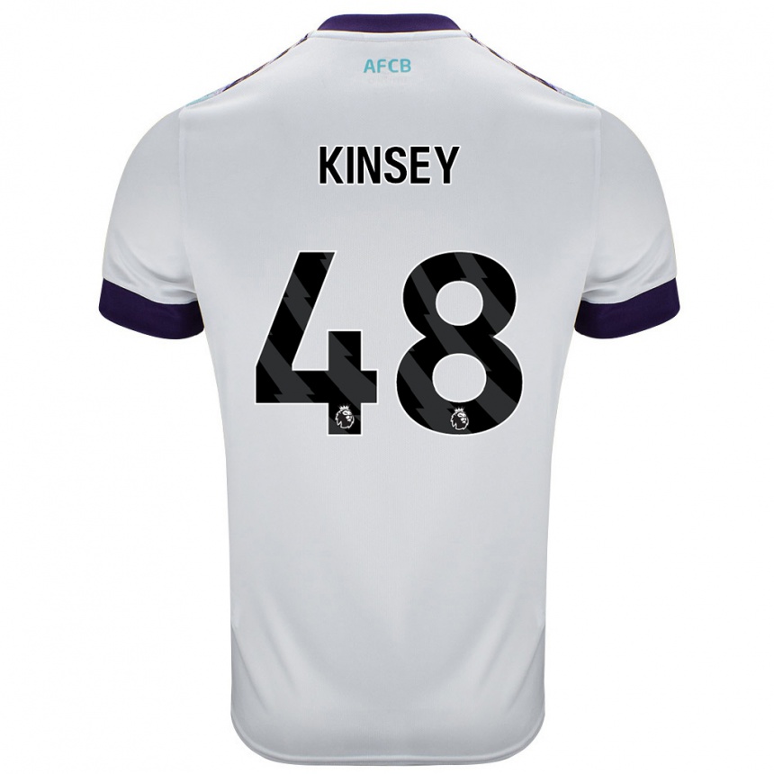 Kids Football Max Kinsey #48 White Green Purple Away Jersey 2024/25 T-Shirt Nz